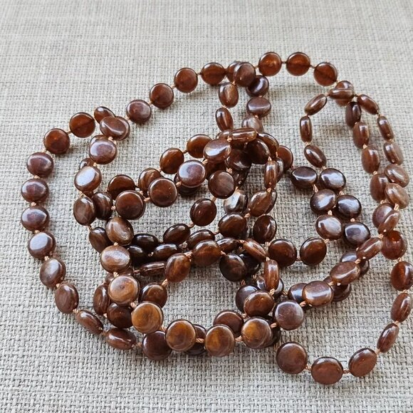 Women Necklace Brown Plastic Beads Long Necklace Fashion Jewelry Unbranded - Picture 9 of 11